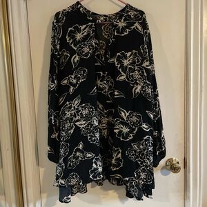 free people black & white floral tunic